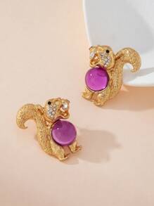 Hoa tai sóc bằng hợp kim đồng cổ điển dành cho nữ, thiết kế hình bán nguyệt màu tím, tay nghề thủ công hàng đầu, trang sức sang trọng thanh lịch, thủ công tinh xảo, thể hiện kỹ năng và niềm đam mê của nghệ nhân - Nhiều màu - Xem 4