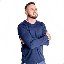 Kit 3 Slim Long Sleeve T-Shirts Daily Comfort Cotton - Màu xanh hải quân - Xem 2