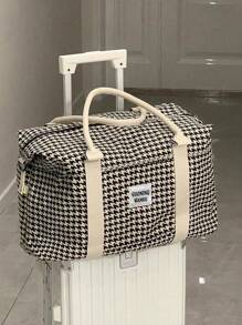 Checkered Handheld Travel Bag Large Capacity Gym Bag Lightweight Short Distance Business Storage Bag Handbag Handbags Hand Bag Weekend Bag Luggage Bag For Travel Business Vacation Holiday Outdoor Hospital Back To School Hand Bags For Men And Women Unisex Student Traveling Bag Houndstooth Plaid For Suitcase Overnight Bag Duffle Bag Duffel Bag For Luggage Carry On Bag College Bag Luggage Bags Weekender Bag Hospital Bag Winter - Beige - View 3