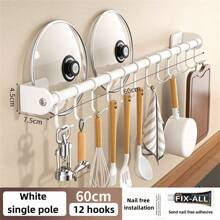 Kitchen Wall Mounted Storage Rack, No Tools Required, Holder For Spoons, Forks, Knives, Pot Lids, Organizer, Accessory Set