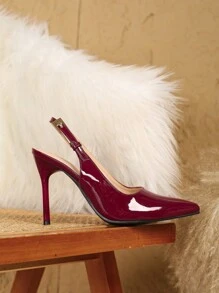 女士尖头镂空细高跟鞋，性感柠檬装饰夏季一脚蹬凉鞋，适合派对和约会，娇小，4 英寸/10 厘米，尺码 33-42