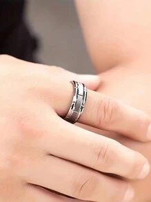 1pc 8mm Men's Stainless Steel Geometric Angled Edge Ring - Fashion Geometric Ring - View 3