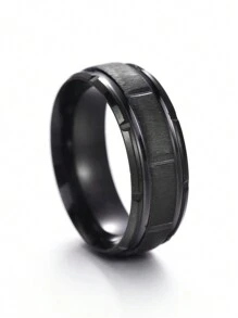 1pc 8mm Men's Stainless Steel Geometric Angled Edge Ring - Fashion Geometric Ring - View 8