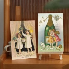 12 件复古新年快乐明信片套装 - 墙面拼贴套件，维多利亚风格图片海报，用于墙面装饰，美学图片墙面拼贴照片集，青少年宿舍装饰 - 彩色 - 查看 3