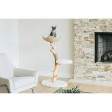 Wooden Cat Climbing Tree Tower, Modern Single Branch Cat Condo, Wood, Cat Lover Furniture Gift - Cotton White - View 2