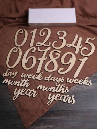 新生儿摄影木制道具，婴儿生日里程碑字母和数字积木标志