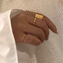 1pc Fashionable Stainless Steel Gold/Rose Gold/Silver Couple Ring With Shiny Cubic Zirconia, Wedding/Christmas Gift - White Diamond - View 3