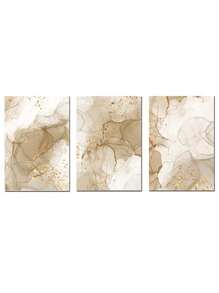 3入組/套無框抽象淺褐色的波西米亞海報牆壁藝術帆布繪畫