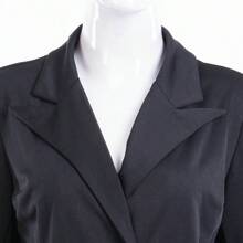 Women Formal Long Sleeve Blazer Solid Color V Neck Double Breasted Long Coats Lady Office OL Business Dresses - màu đen - Xem 4