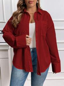 QIANZHIDU Elva Plus Size Women Loose Casual Classic Elegant Comfortable Minimalist Office Business Interview Breathable Back To School Clothes Spring Summer Autumn Shirts