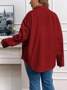 QIANZHIDU Elva Plus Size Women Loose Casual Classic Elegant Comfortable Minimalist Office Business Interview Breathable Back To School Clothes Spring Summer Autumn Shirts