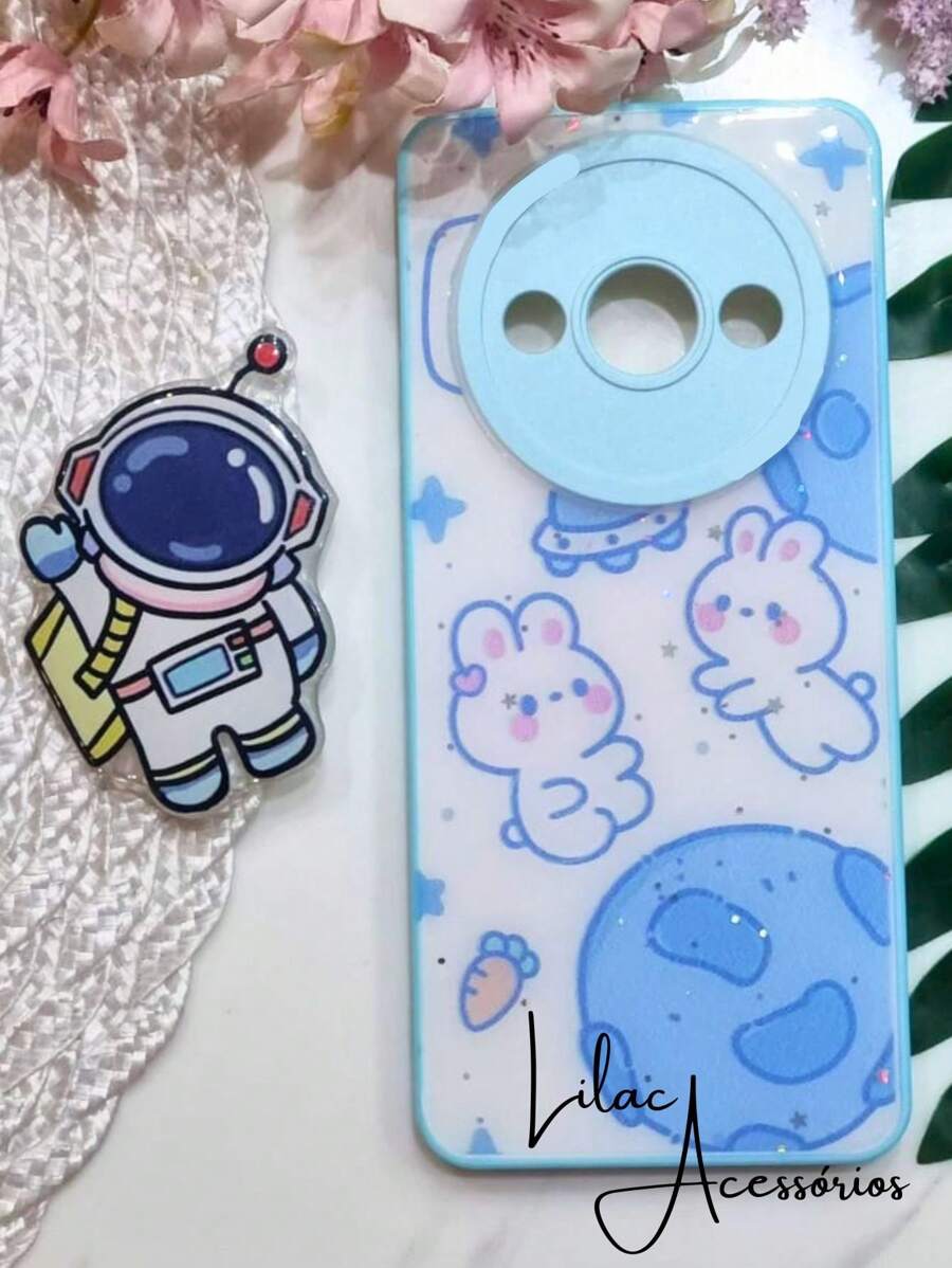 Redmi A3 Case With Glitter Pattern And Pop-Up Included - Blue - View 1