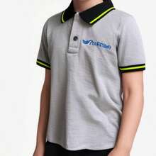 Kit 2 Children's Polo Shirts 6-12 100% Cotton Suidine Fabric With Embroidery Black Collar - 淺灰色 - 查看 2