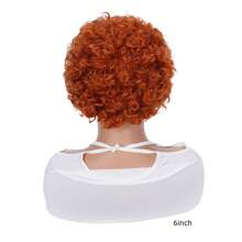 13x1 透明蕾丝前假发，精灵短假发，巴西蓬松卷曲波波头假发，#350 橙色假发 - 薑色 - 查看 4