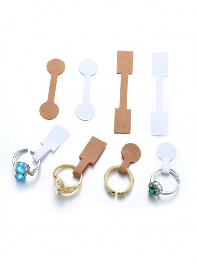 100pcs Blank Jewelry Price Tags, Self-Adhesive Ring, Bracelet, Necklace Charm Price Labels, Jewelry Display Tags, Model X21