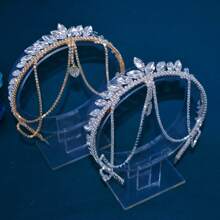 1 Stück Silber & Gold Braut Haarschmuck für Frauen, handgefertigter kronen-förmiger Haarreif für Hochzeit, Verlobung, Abschlussball