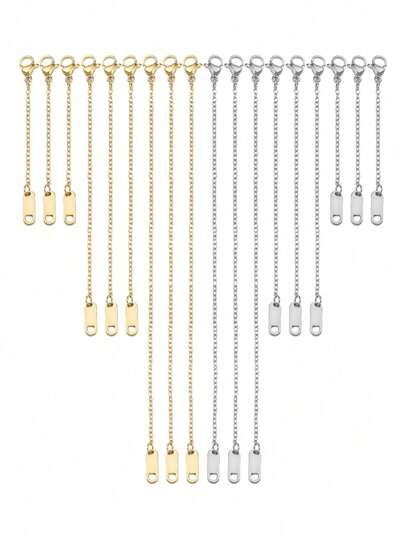 beadia 3/6/12pcs Stainless Steel Extended Chain Extension Tail Chain With Lobster Clasps Connector Chain For Bracelet Necklace DIY Jewelry Making Finding
