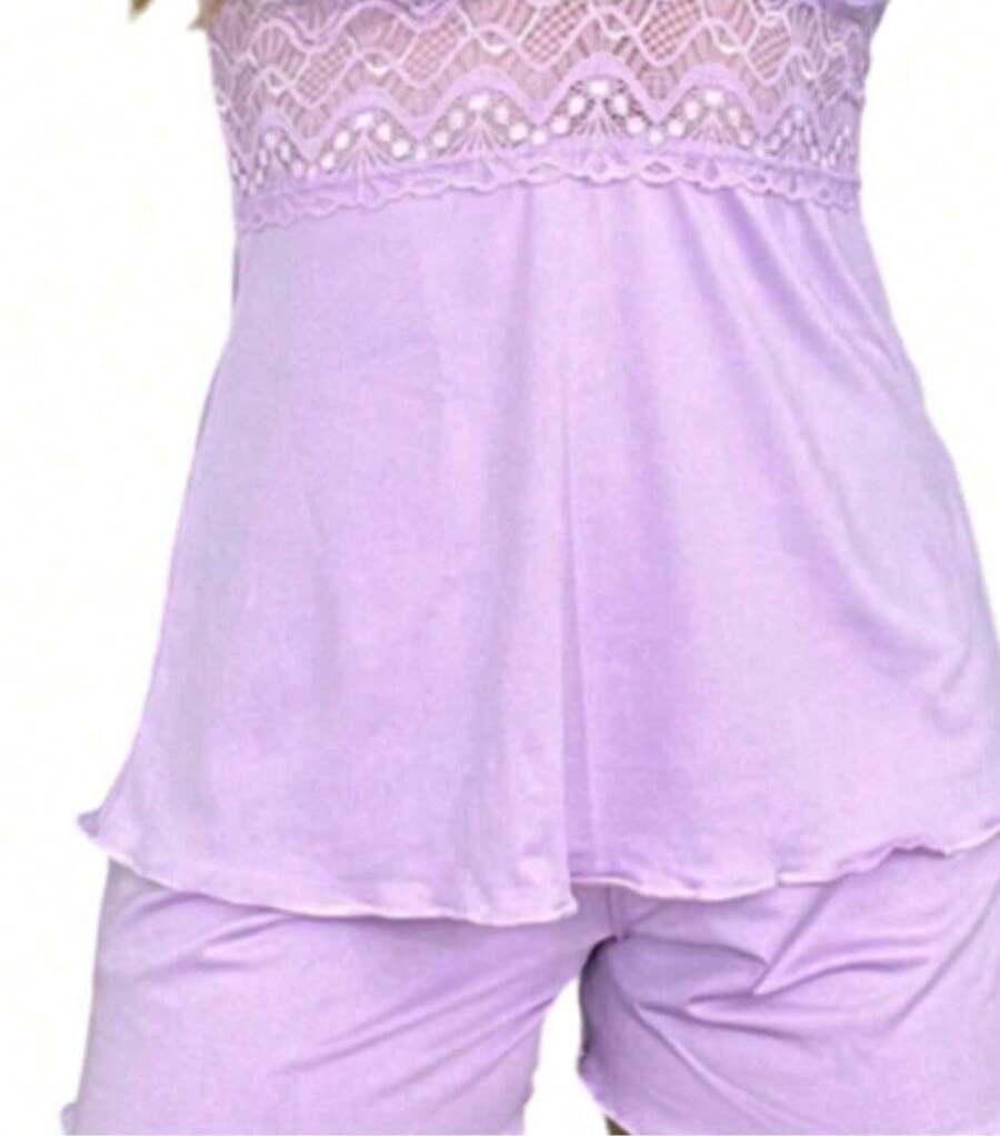 Baby Doll Short Dool Feminine Breastfeeding Lace: Postpartum Comfort With Elegance - 203 - 紫丁香色 - 查看 1