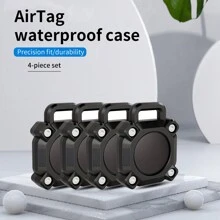 4 件黑色 AirTag 保护套，防水防震保护壳，全螺丝覆盖，油面处理带防水圈，全方位防震防水，适用于行李箱、钥匙、包、自行车、相机、汽车、狗项圈等上的 AirTag 追踪器。 - 黑色 - 查看 1