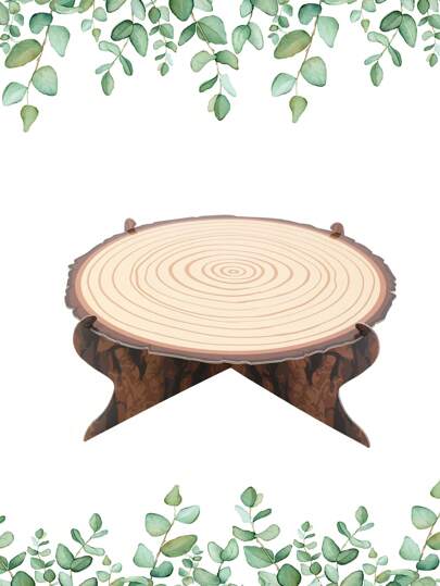 1Set One Layer Tree Stump Themed Cupcake Stand,Wooden Stake Pattern Cake Holder,Woodland Cupcake Stand,Western Themed Cake Stand Rustic Camping Party Cake Holder,Birthday Wedding Party Supplies,Birthday Decor,Dessert Table Display,Wedding Accessories,Table Decor