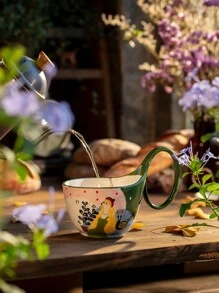 1 件法国油画女孩独特设计 450 毫升陶瓷大容量拿铁/咖啡杯 - 黑與白 - 查看 9