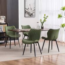 Armless Dining Chairs Set Of 2, Upholstered PU Leather Dining Room Chairs, Modern Kitchen Chairs For Living Room Bedroom, Side Chairs With Mid Back And Metal Legs, Loads 300LBS, Easy To Assemble - Màu xanh Ô liu - Xem 11