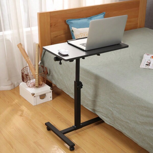 Scrivania per computer, tavolo mobile per laptop regolabile in altezza, scrivania in piedi con ruote, 60 x 34,5 x 58/90 cm