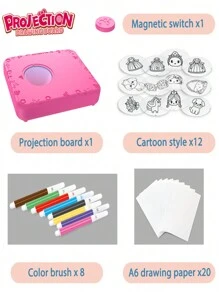 儿童 DIY 工艺品套装，包括：串珠笔、贴纸、投影画板、水钻玩具、卡通公主和动物图案、公主绘画套装、圣诞节和新年礼物 - 彩色 - 查看 14