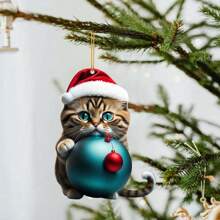 1/3pcs-2D Plane Christmas Dog Acrylic Hanging Ornament, Bicycle Mirror Charm For Car & Home, Outdoor Holiday Decor, Theme Party & Christmas Tree Accessory, Ideal For Bag & Keychain Gifts