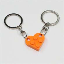 2pcs/Set Minimalist Building Block Heart Shape Separable Keychain, Couple/Friends Gift Valentine's Day Valentines Car Accessories Bag Charm School Cute Goth Y2k