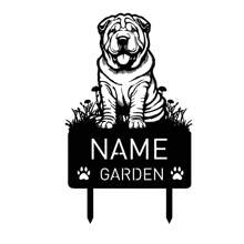 1 件定制中国沙皮犬、定制可卡犬、金属纪念花园桩、定制中国冠毛犬金属纪念花园桩个性化宠物墓碑名字标志纪念桩装饰同情犬损失