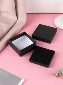 5pcs/10pcs/18Pcs Upscale Black Cardboard Jewelry Display Packaging Boxes With Black Sponge Inside, 7x7x3.2cm For Gifting And Packing Jewelry Gift Festival High Quality Paper Boxes Small Business Supplies Back To School