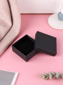 5pcs/10pcs/18Pcs Upscale Black Cardboard Jewelry Display Packaging Boxes With Black Sponge Inside, 7x7x3.2cm For Gifting And Packing Jewelry Gift Festival High Quality Paper Boxes Small Business Supplies Back To School