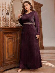 Women Plus Size Solid Color Long Sleeve Dress, Wedding Guest Dress, Party Dress, Formal Dress, Evening Dress