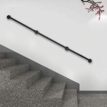 Handlauf Treppe, 2,4m Treppengeländer Schwarz, Handläufe für Treppen Treppengeländer Innen und Außen, Handlauf Geländer für Treppen Balkon - Schwarz - Übersicht 3