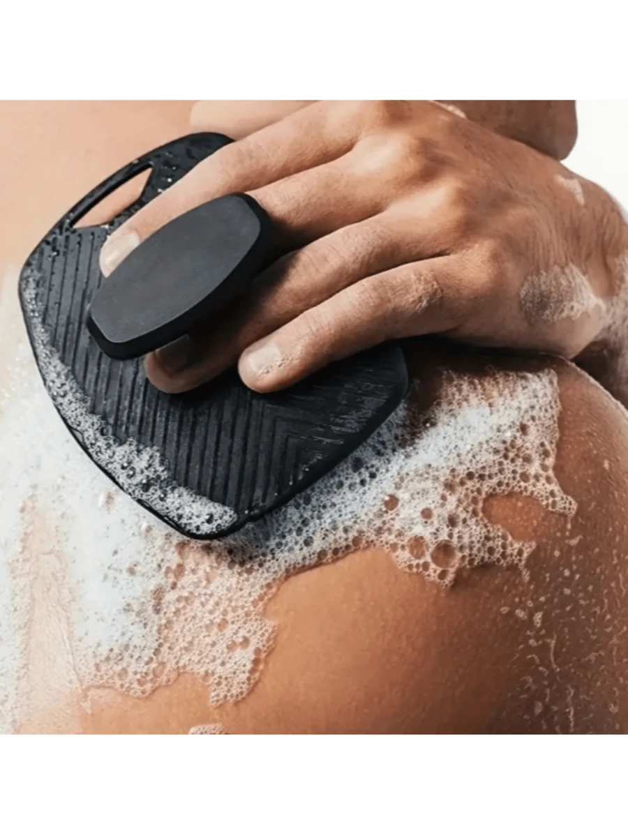 5-Color Silicone Exfoliating Massager For Men - Gentle Callus Remover, Soft Bristle Design Enhances Shaving Experience, Fragrance-Free Deep Cleansing Care Tool, Lightweight Skin Massager - Black - View 1