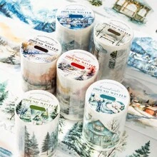 1 Cuộn/Túi Băng dính trang trí Washi Winter Series, Thích hợp cho thiệp, nhật ký, sổ lưu niệm - Nhiều màu - Xem 1
