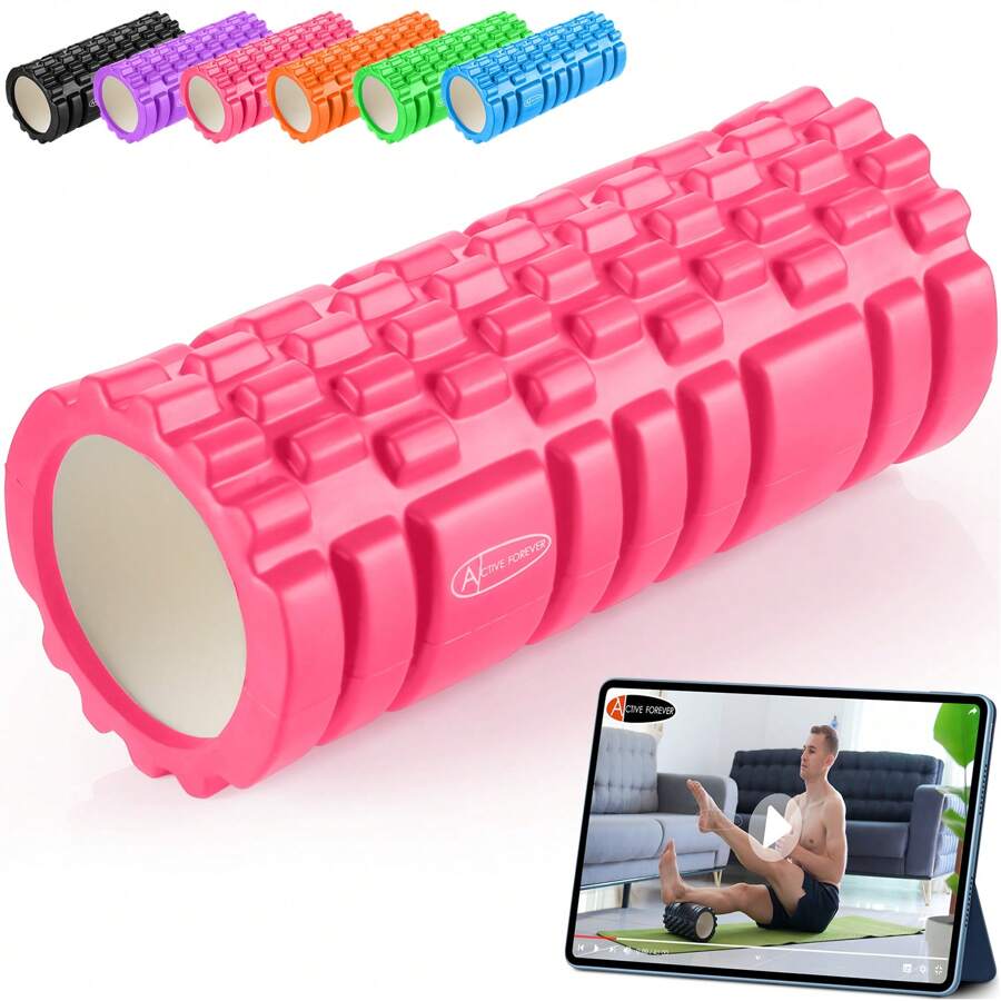 ACTIVE FOREVER Foam Roller For Deep,Foam Roller For Back,Foam Roller For Legs,Exercise Roller,Used In Verious Plases Such As Homesoffice Yoga Classes And Gyms.(13.5cm*32.8cm) - Pink - View 1