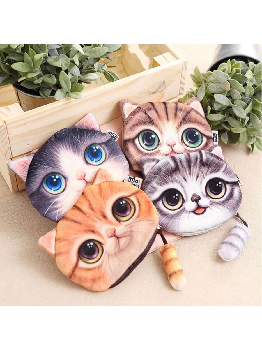 1 件，新款猫毛绒零钱包，可爱卡通钱包，钥匙卡包，适合日常使用，理想的礼物选择书包，儿童书包，学校书包，幼儿园书包，儿童行李箱，儿童书包，男童书包，青少年男孩，青少年女孩，女童书包，儿童，适合女孩的旅行包，青少年男孩礼物，适合女孩的包，女孩钱包 - 彩色 - 查看 1