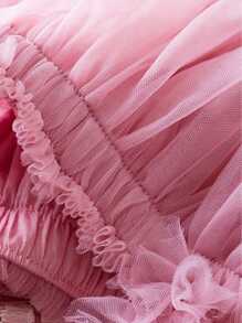 1 Peça Vestido de Princesa com Babados 3D, Alças de Tuliê, Decoração de Borboletas, Elegante e Doce para Meninas Jovens, Vestido de Festa, Presente de Aniversário, Uso em Festas, Férias e Comemorações, para Todas as Estações - Rosa chiclete - Visão 5