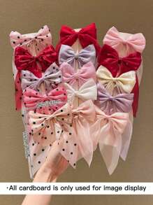 10pcs/11pcs Random Color Ribbon & Bow Hair Clips, Fashion For Women Claw Clips Hair Claws Hair Barrettes