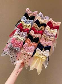 10pcs/11pcs Random Color Ribbon & Bow Hair Clips, Fashion For Women Claw Clips Hair Claws Hair Barrettes