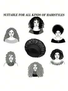 2/4 pezzi Cuffia da notte in seta, cuffie da notte in raso, cuffia da notte in seta con fascia elastica morbida, avvolgimento per capelli in seta per capelli ricci (Nero e Rosa)
