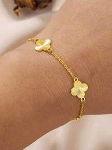 1pc Four-Leaf Clover Women's Bracelet, Daily Wear Lucky Charm, Christmas & Holiday Gift Valentines,Mom,Mother,Mother's Day,Gift