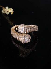 1 件时尚方晶锆石戒指，适合女性日常佩戴 - 金色-2 - 查看 3