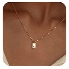 1pc Personalized Delicate Initial Letter Pendant Necklace, Customized Engraved Letter Pendant Necklace With Chain, Simple Name Necklace, Women Personalized Jewelry Gift, Bridesmaid Gift