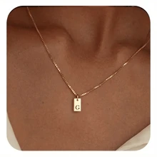 1pc Personalized Delicate Initial Letter Pendant Necklace, Customized Engraved Letter Pendant Necklace With Chain, Simple Name Necklace, Women Personalized Jewelry Gift, Bridesmaid Gift
