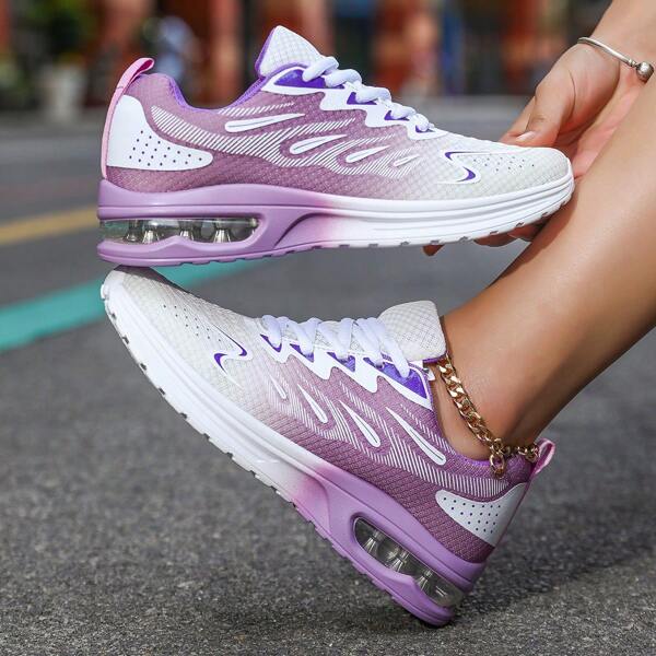 Nuevos zapatos deportivos de moda casuales para baile, cómodos, ligeros, de fácil deslizamiento, versátiles, con degradado de color, transpirables, de suela gruesa, con cojín de aire, antideslizantes, que aumentan la altura, talla grande, zapatos para mujer para transfronteriza