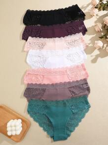 7 件装女式蕾丝拼接透气低腰三角裤 - 彩色 - 查看 3