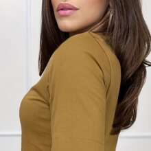 Women's 3/4 Sleeve Shirt Menegotti Cotton 100% High Quality And Premium Comfort Half Sleeve Collar - Rỉ Nâu - Xem 2